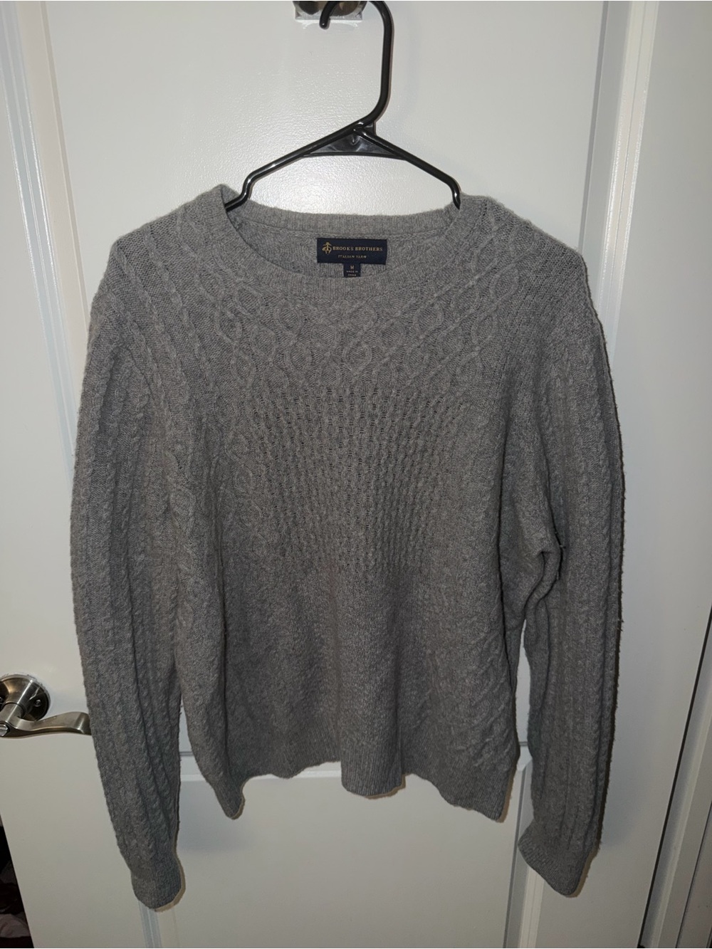 Brooks Brothers Men's Gray Cable Crewneck Sweater